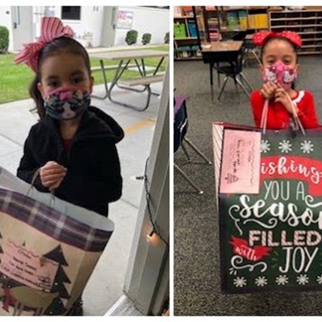 All Kindergarteners were smiling with profound joy as they received a Christmas gift from Pacifica High School Students.  Thank you Pacifica for brightening their Holiday!